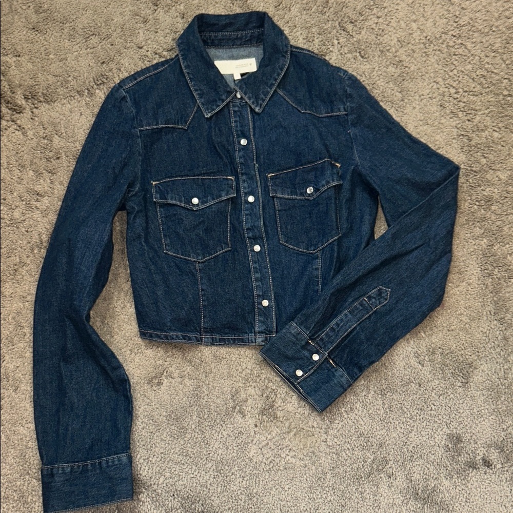 Zara Blue Crop Denim Shirt
